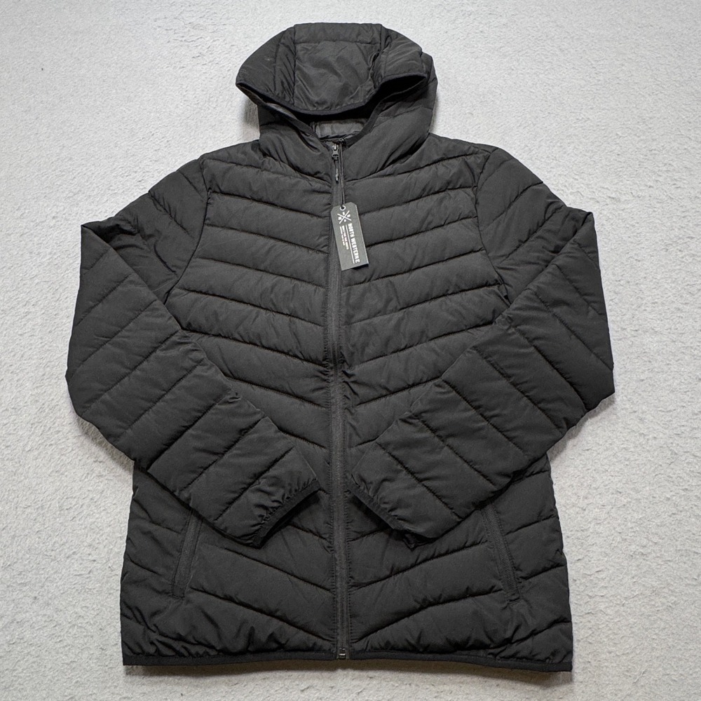 NEW North Western Puffer Jacket Women's M Black Hooded Quilted Thermal Outdoor